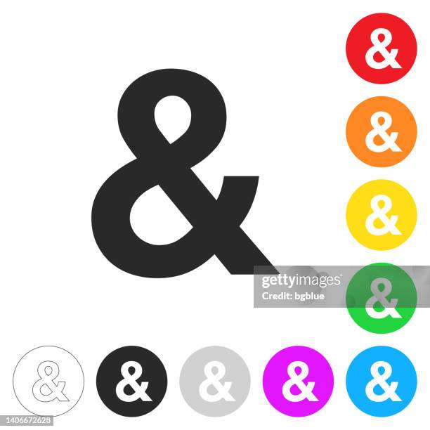 ampersand symbol. icon on colorful buttons - ampersand stock illustrations