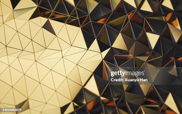 abstract 3d rendering of polygonal background - pure gold stockfoto's en -beelden