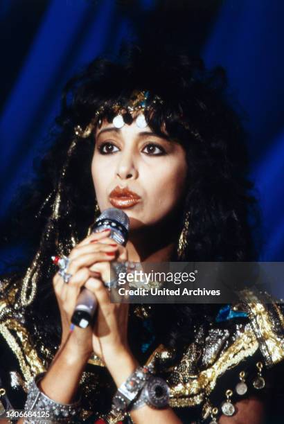 Ofra Haza, israelische Sängerin, Auftritt in der ARD Spielshow: Mensch Meier, 1988.