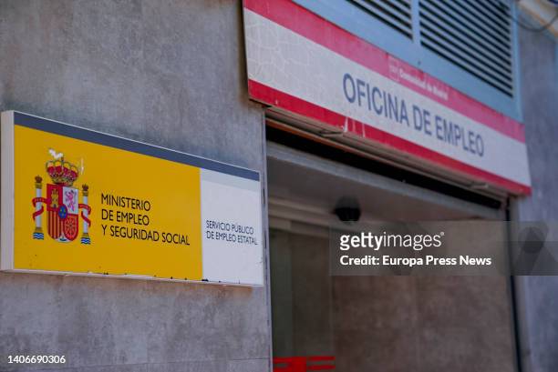 Door of the Aluche unemployment office, on July 4 in Madrid, Spain. The number of unemployed registered at the offices of the public employment...