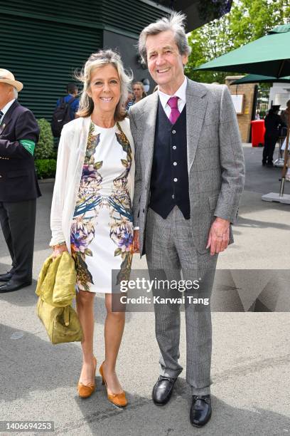 Gabriel Clare-Hunt and Melvyn Bragg attend Day Eight of the Wimbledon Tennis Championships 2022 at All England Lawn Tennis and Croquet Club on July...