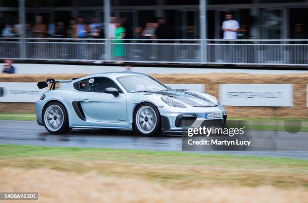 The Porsche 718 Cayman GT4 RS seen at Goodwood Festival of Speed 2022 on June 23rd in Chichester, England. The annual automotive event is hosted by...