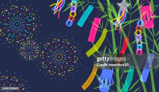 ilustrações de stock, clip art, desenhos animados e ícones de tanabata - japanese star festival - festival tanabata