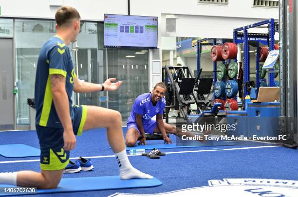 Dominic Calvert-Lewin as he returns for pre-season training with Everton FC at Finch Farm on July 04 2022 in Halewood, England.
