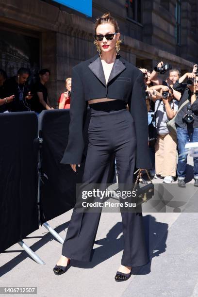 Karlie Kloss attends the Schiaparelli Couture Fall Winter 2022 2023 show as part of Paris Fashion Week on July 04, 2022 in Paris, France.