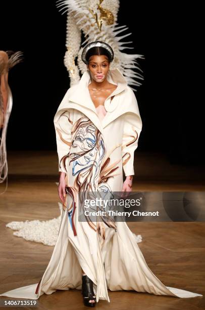 Canadian model Winnie Harlow walks the runway during the Iris Van Herpen Haute Couture Fall Winter 2022 2023 show as part of Paris Fashion Week on...