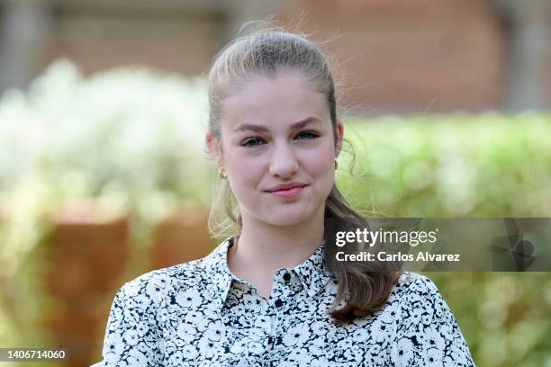 Crown Princess Leonor of Spain attends a meeting with the winners and members of the Board of 'Princesa de Girona' Foundation at the Albeniz Palace...