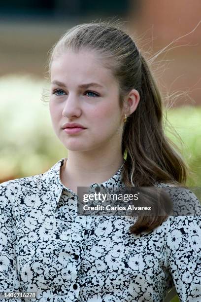 Crown Princess Leonor of Spain attends a meeting with the winners and members of the Board of 'Princesa de Girona' Foundation at the Albeniz Palace...