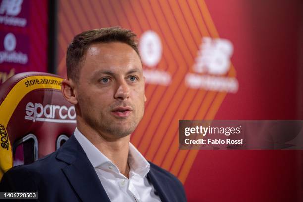 Roma player Nemanja Matic during the presentation press conference at Centro Sportivo Fulvio Bernardini on July 04, 2022 in Rome, Italy.