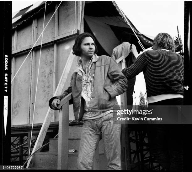 Jim Morrison of The Doors backstage at the Toronto Rock & Roll Revival one-day festival at the Varsity Stadium, Toronto, Canada, 13th September 1969.