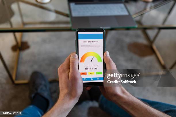 credit score going up - credit report stockfoto's en -beelden