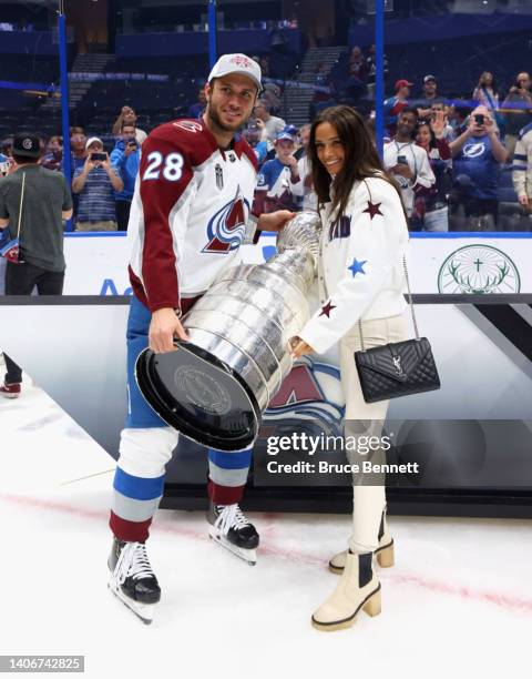 Ryan Murray of the Colorado Avalanche holds the Stanley Cup following their victory over the Tampa Bay Lightning in Game Six of the 2022 NHL Stanley...