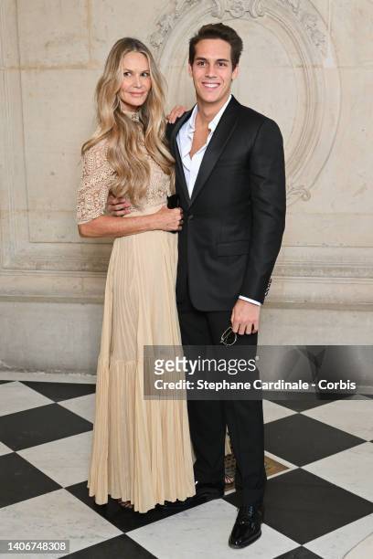 Elle Macpherson and son Flynn Busson attend the Christian Dior Haute Couture Fall Winter 2022 2023 show as part of Paris Fashion Week on July 04,...