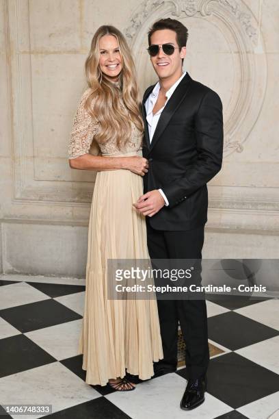 Elle Macpherson and son Flynn Busson attend the Christian Dior Haute Couture Fall Winter 2022 2023 show as part of Paris Fashion Week on July 04,...