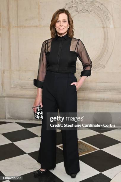 Sigourney Weaver attends the Christian Dior Haute Couture Fall Winter 2022 2023 show as part of Paris Fashion Week on July 04, 2022 in Paris, France.