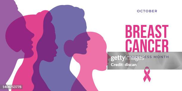 illustrations, cliparts, dessins animés et icônes de mois de la sensibilisation au cancer du sein et diverses femmes ethniques avec un ruban de soutien rose. - octobre rose