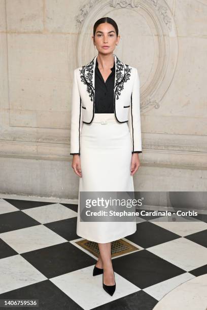 Lily Aldridge attends the Christian Dior Haute Couture Fall Winter 2022 2023 show as part of Paris Fashion Week on July 04, 2022 in Paris, France.