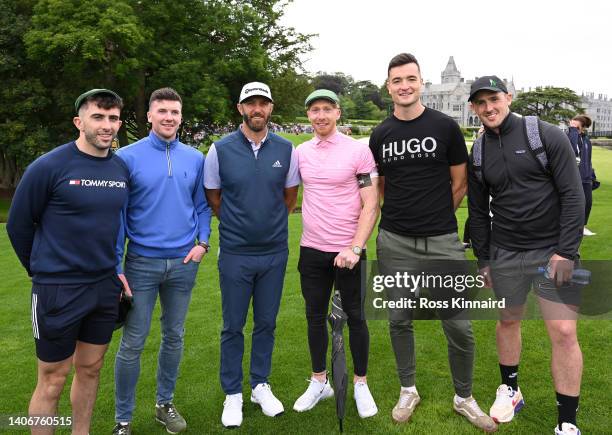 Dustin Johnson of United states poses with Limerick Hurlers , Declan Hannon, Darragh O'Donovan, Dustin Johnson of United States, Cian Lynch, Kyle...