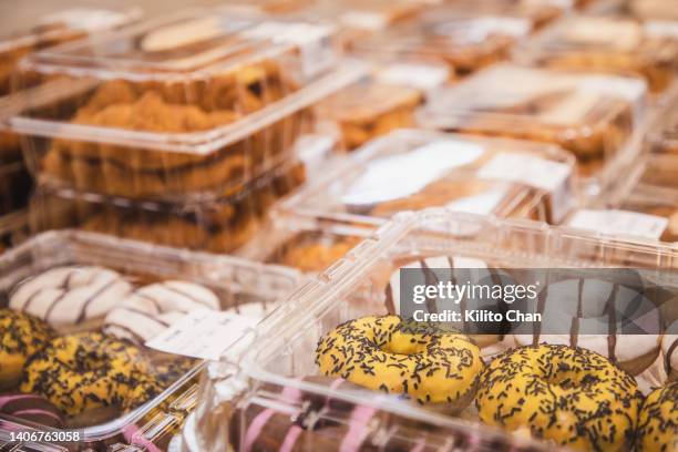 variety of prepackaged bake pastry items in the supermarket - convenience food stock pictures, royalty-free photos & images