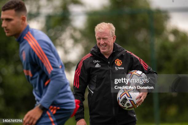 Coach Steve McClaren of Manchester United in action during a first team training session at Carrington Training Ground on July 04, 2022 in...
