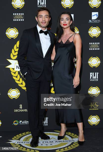 Ed Westwick and Amy Jackson attend the National Film Awards 2022 at Porchester Hall on July 04, 2022 in London, England.