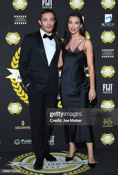 Ed Westwick and Amy Jackson attend the National Film Awards 2022 at Porchester Hall on July 04, 2022 in London, England.