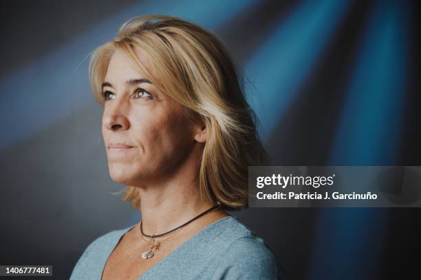 Writer and producer Ruth Garcia poses during a portrait session after 'Paraiso' final season presentation at Movistar Gran Via on June 14, 2022 in...