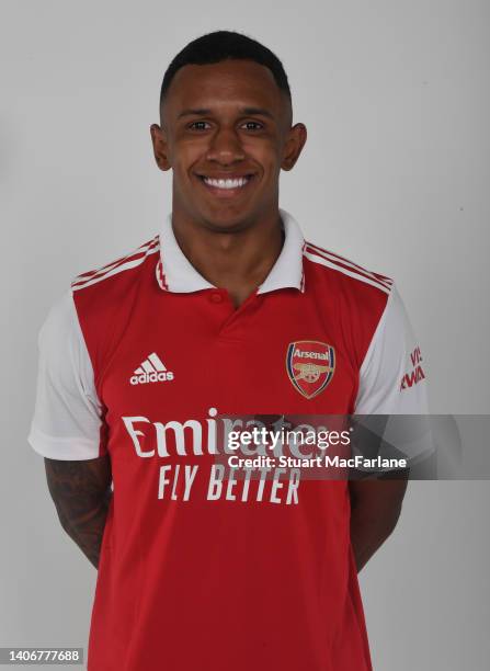 Marquinhos of Arsenal at London Colney on July 04, 2022 in St Albans, England.