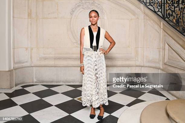 Zoe Saldana attends the Christian Dior Haute Couture Fall Winter 2022 2023 show as part of Paris Fashion Week on July 04, 2022 in Paris, France.