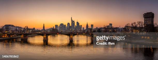 frankfurt/ main panorama at sunset (hesse, germany) - central europe stock pictures, royalty-free photos & images