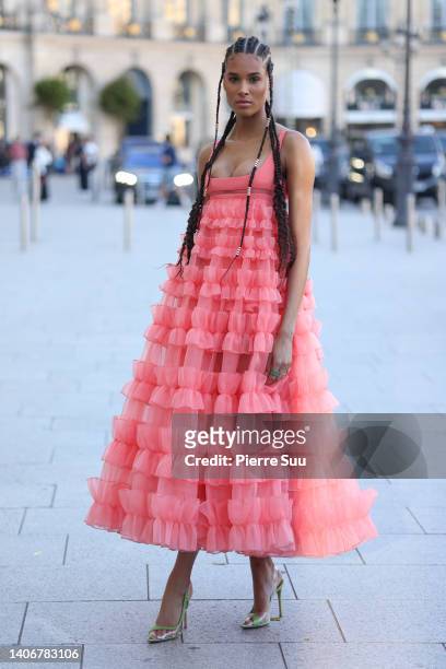 Cindy Bruna attends the Giambattista Valli Couture Fall Winter 2022 2023 show as part of Paris Fashion Week on July 04, 2022 in Paris, France.