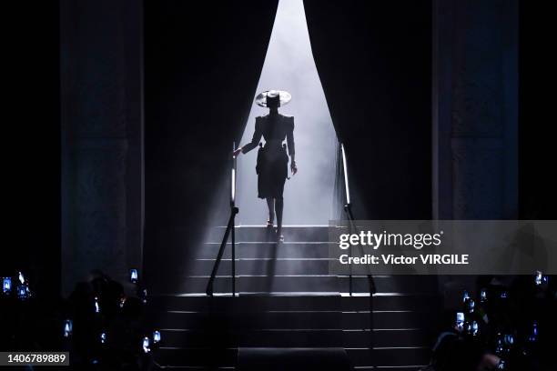 Model walks the runway during the Schiaparelli Haute Couture Fall/Winter 2022-2023 fashion show as part of the Paris Haute Couture Week on July 4,...