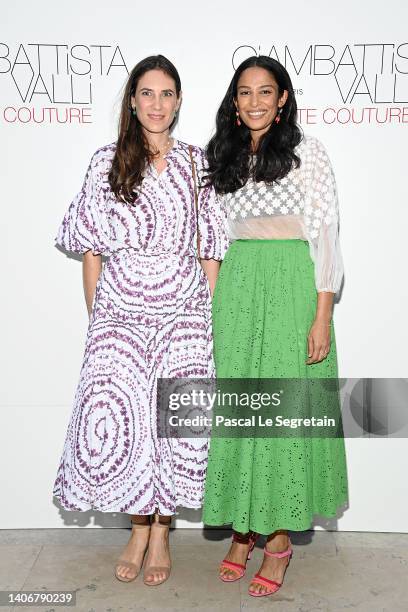 Tatiana Santo Domingo and a guest attend the Giambattista Valli Haute Couture Fall Winter 2022 2023 show as part of Paris Fashion Week on July 04,...