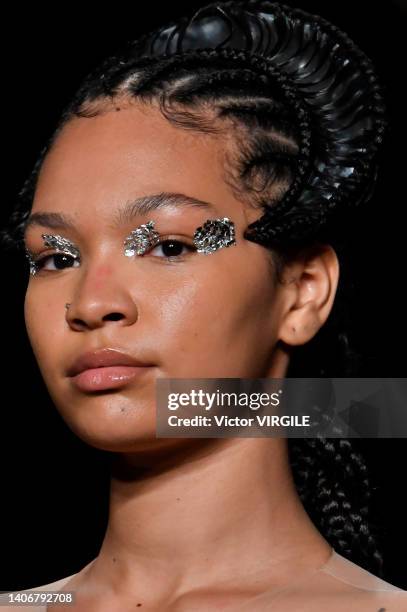 Model walks the runway during the Iris Van Herpen Haute Couture Fall/Winter 2022-2023 fashion show as part of the Paris Haute Couture Week on July 4,...