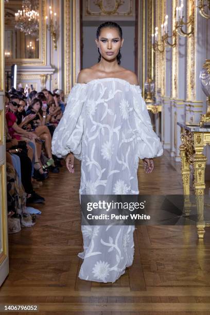 Anna Warinthorn walks the runway during the Tony Ward Haute Couture Fall Winter 2022 2023 show as part of Paris Fashion Week At Shangri La on July...