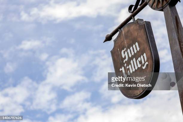 The sign to the Sun Valley Resort is seen ahead of the Allen & Company Sun Valley Conference on July 4, 2022 in Sun Valley, Idaho. The world's most...