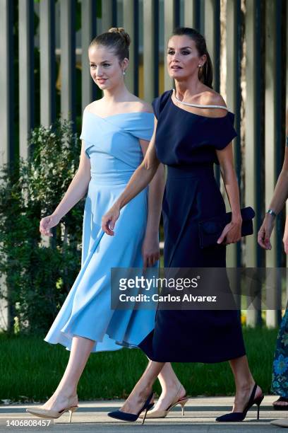 Queen Letizia of Spain and Crown Princess Leonor of Spain attend the 'Princesa de Girona' Foundation 2022 awards at the Agbar Foundation on July 04,...
