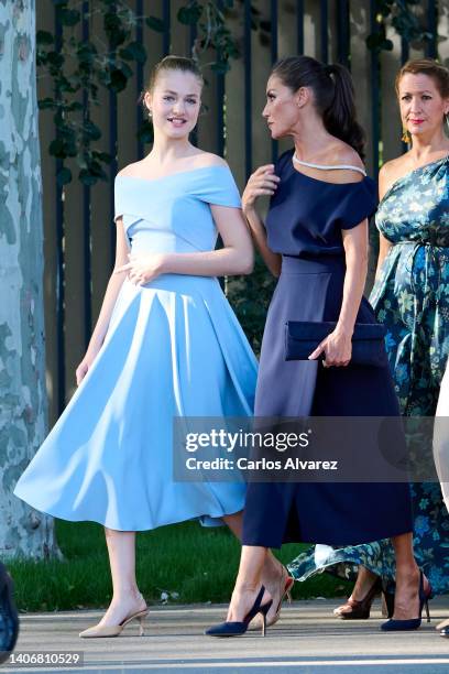 Queen Letizia of Spain and Crown Princess Leonor of Spain and Princess Sofia of Spain attend the 'Princesa de Girona' Foundation 2022 awards at the...