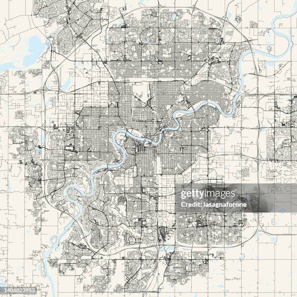 ilustraciones, imágenes clip art, dibujos animados e iconos de stock de edmonton, alberta, canadá mapa vectorial - edmonton