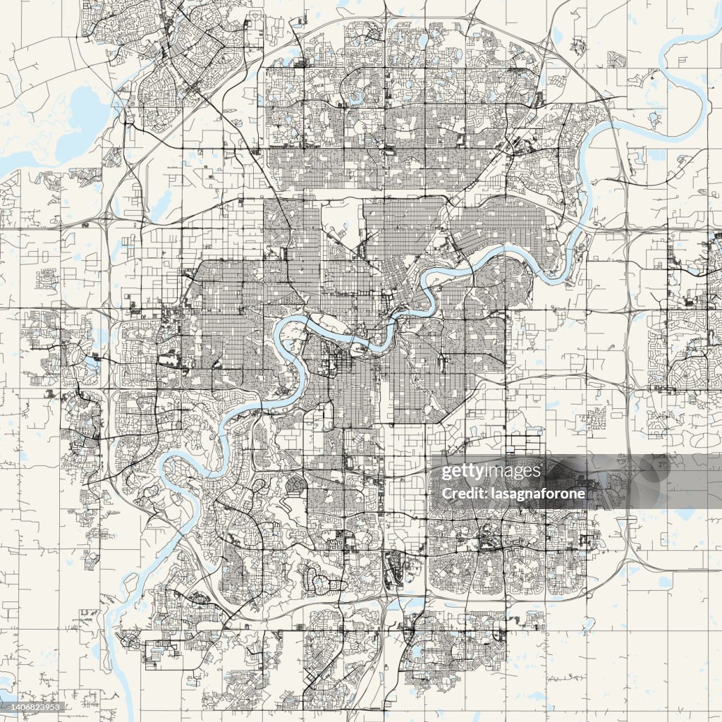 Edmonton, Alberta, Canada Vector Map