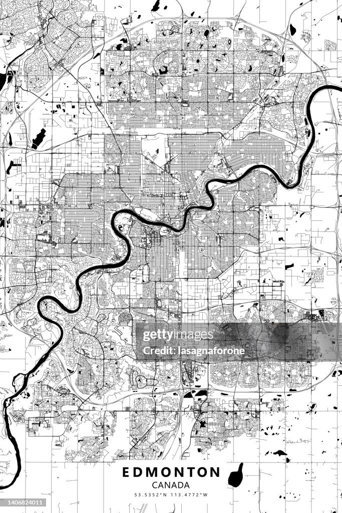 Edmonton, Alberta, Canada Vector Map