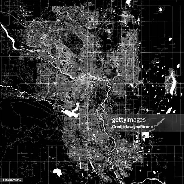 calgary, canada vector map - calgary international airport stock illustrations