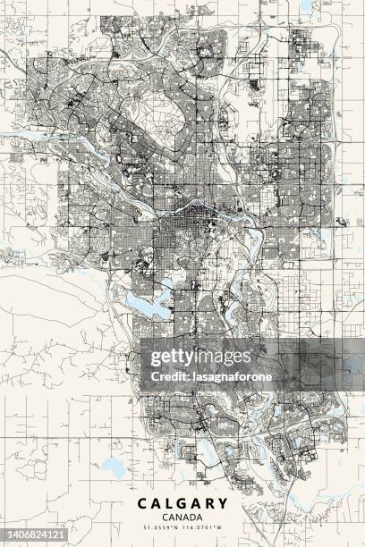 calgary, canada vector map - calgary international airport stock illustrations