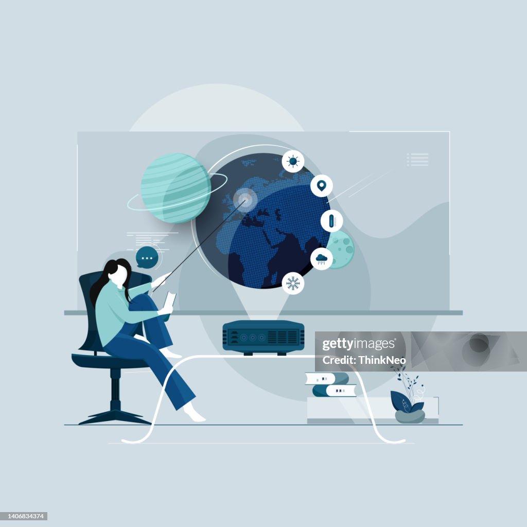 Geography Class Vector Geography Teacher In Class High-Res Vector Graphic - Getty Images