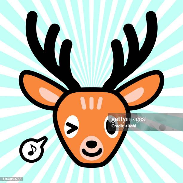 cute character design of the deer - reindeer horns stock illustrations