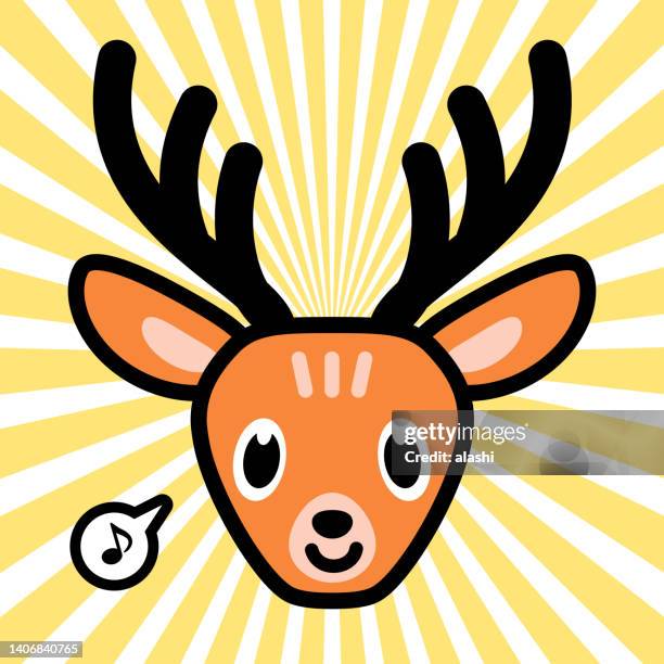 cute character design of the deer - deer head outline stock illustrations