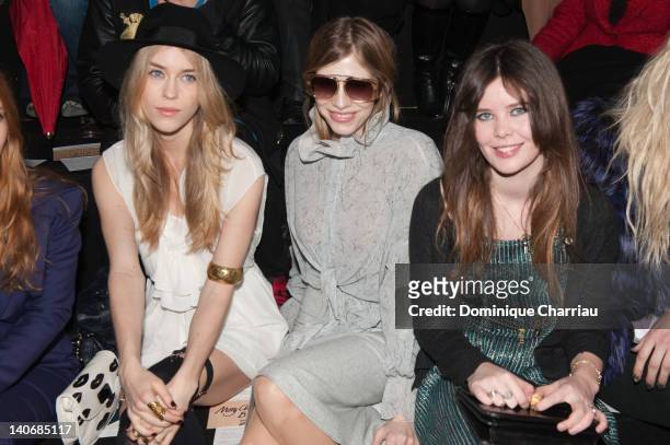 Mary Charteris, Elena Lebedev and Lou Lesage attend the John Galliano Ready-To-Wear Fall/Winter 2012 show as part of Paris Fashion Week at Espace...
