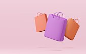 Shopping bag, handbag. Sale, discount, promotion, shopping concept.