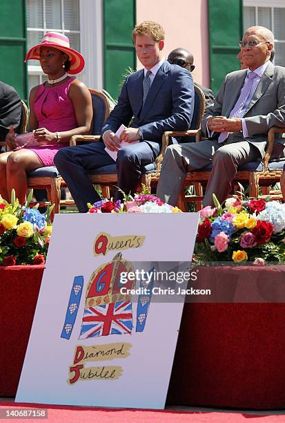 Prince Harry arrives in Rawson Square ahead of an opening of the Queen's Jubilee Exhibition on March 4, 2012 in Nassau, Bahamas. The Prince is...