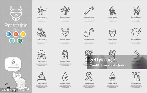prostatitis line icons content infographic - urine stock illustrations